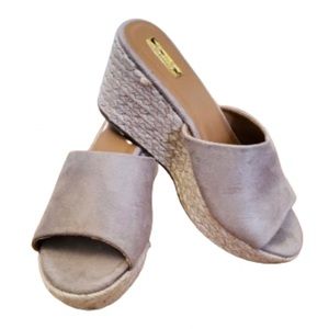 Qupid Espadrille Faux Suede Open Toe Platform Sandals Size 8